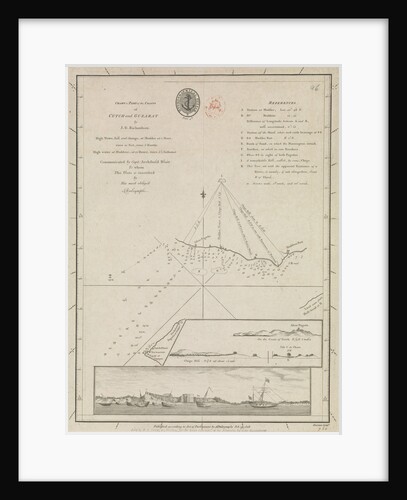 Chart of part of the coasts of Cutch and Guzarat by J G Richardson... communicated by Capt Archibald Blair to whom this plate is inscribed by his most obliged A Dalrymple. Harmar Script by British Admiralty