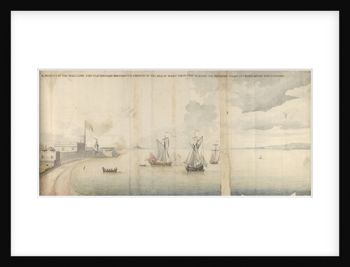 A prospect of the magazine and platform of Portsmouth and part of the Isle of Wight taken from on board the Richmond yacht outward bound for Guernsey by Thomas Phillips
