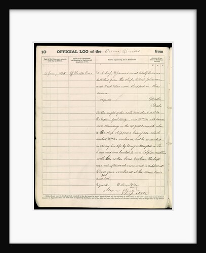 Logbook of the 'Ocean Bride' by unknown