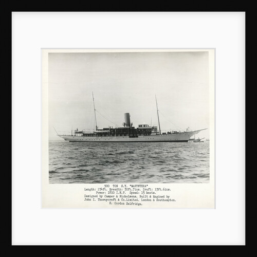 Photograph of S.Y Marynthea (1911) by H Gordon Selfridge