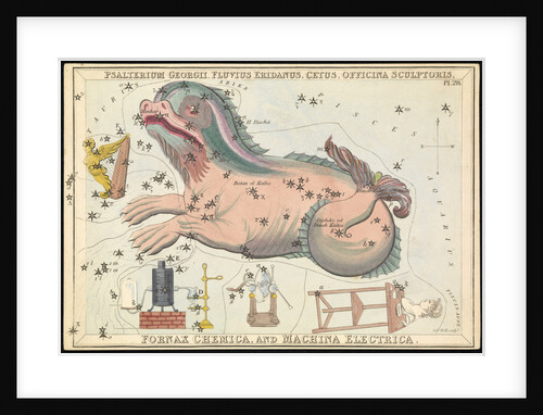 Psalterium Georgii, Fluvius Eridanus, Cetus, Officina Sculptories, Fornax Chemica and Machina Electrica by Sidney Hall