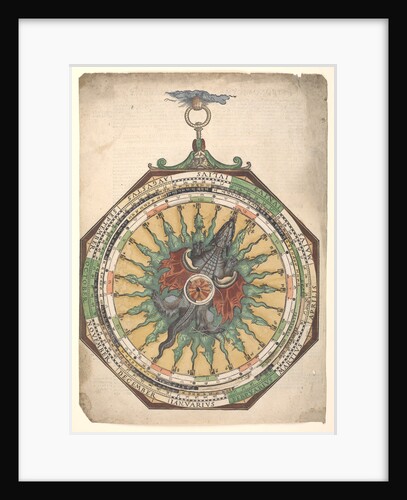 Volvelle giving the rules for predicting solar and lunar eclipses. One of the volvelles features a dragon with multiple heads and a partial solar eclipse by Peter Apian