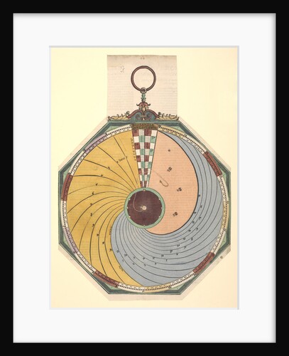Volvelle to show how to find the time, in hours and minutes, in which the Moon reaches one of its aspects. The disc is fixed and is read by a wire in the centre by Peter Apian