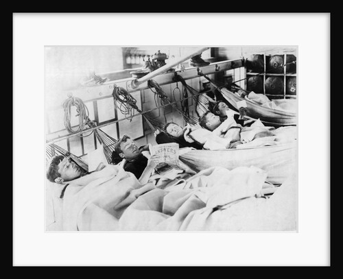 Photographic print of the crew of 'Vivid' (1891) in hammocks by unknown