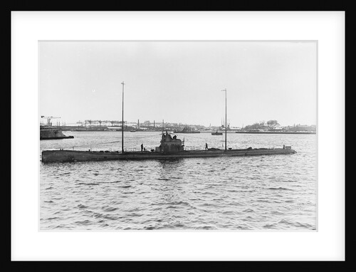Photograph of U90 (1917). A port near beam from just forward of broadside view in 1917 by unknown