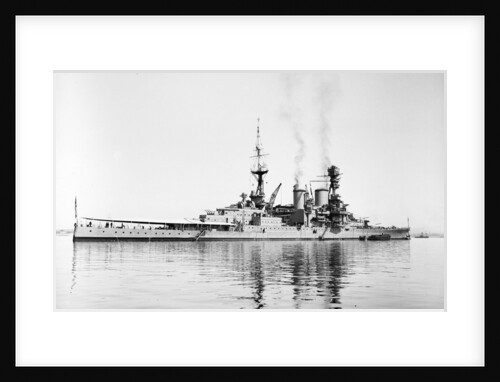 Photograph of battlecruiser HMS 'Repulse' (1916), a starboard quarter view, circa 1939 by unknown