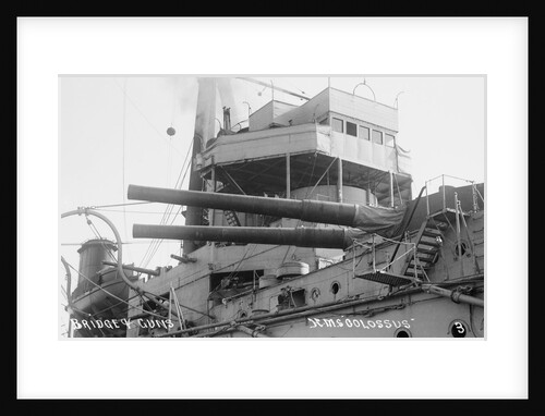 Battleship HMS 'Colossus' (1910), close-up of bridge by unknown