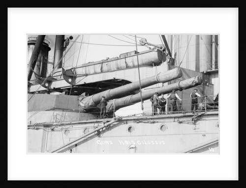 Battleship HMS 'Colossus' (1910) close up, amidships by unknown