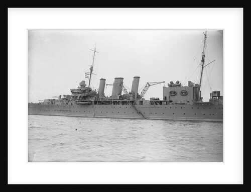 Heavy cruiser HMS 'Cornwall' (1926) close up amidships by unknown