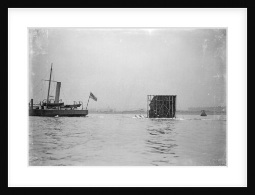 'Excellent' (Br, 1883), forward half of vessel off picture, towing gunnery target by unknown