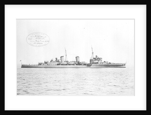 HMS 'Belfast' (1938) topped at Spithead with all guns trained to starboard by unknown