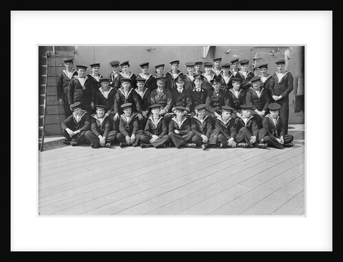 Signal ratings and petty officers with Captain H.K. Stephens, RMA, and Lieutenant T.D. Galbraith, RN on deck of 'Queen Elizabeth' (1913) by unknown