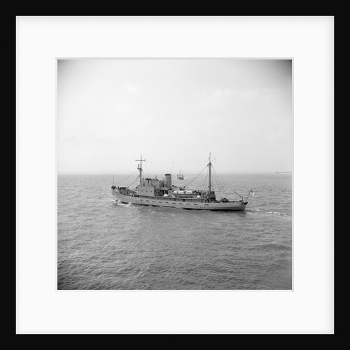 HMS 'Reclaim' (Br, 1948), under way, bound out from Portsmouth harbour, taken from Point Battery by unknown