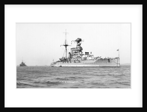 Battleship HMS 'Warspite' (1913) at anchor by unknown
