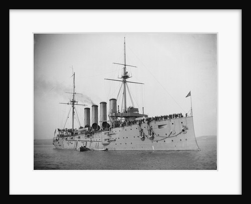 HMS 'Aboukir' (Br, 1900) armoured cruiser at anchor, flying paying off pennant by unknown