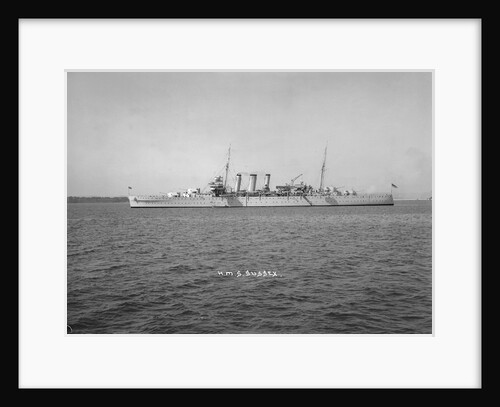 Heavy cruiser HMS 'Sussex' (1928) at anchor by unknown