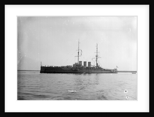 Armoured cruiser 'Rurik' (Ru, 1906) at anchor at Portland with awning rigged aft by unknown