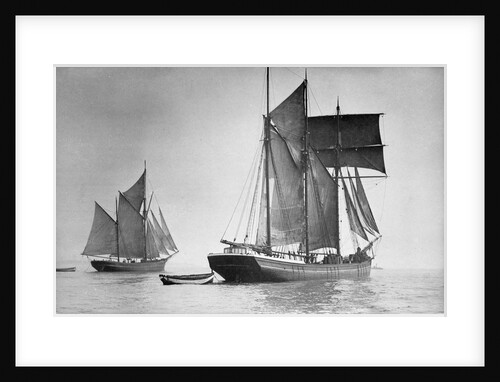 The 'Cumberland Lassie' (Br, 1874) under sail with large ketch in left background by unknown