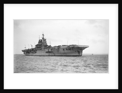 Aircraft carrier HMS 'Indomitable' (1940), under way, approaching Portsmouth harbour by Anonymous