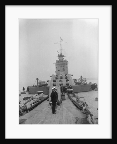HMS 'Nelson' (1925) main battery and bridge from forecastle by unknown