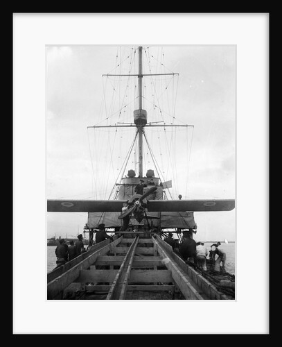 The Deperdussin Monoplane on the trial runway on board HMS 'Aurora' (1913) by Lieutenant Geoffroy William Winsmore Hooper