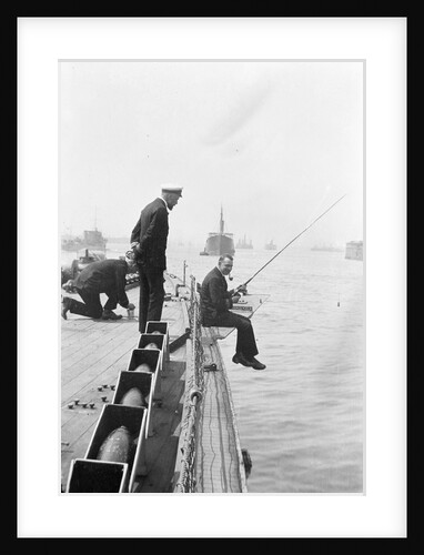 Officer fishing off light cruiser HMS 'Aurora' (1913) by unknown