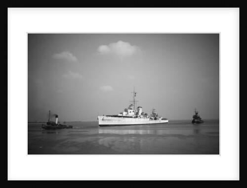 'Ajax' (Br, 1934) under tow, approaching Chatham dockyard on return from the River Plate by unknown