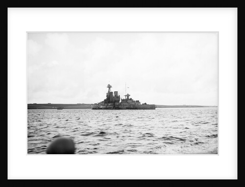 Photograph of HMS 'Iron Duke' (1912) in October 1940 ashore at Longhope, Scapa Flow. In use as base and accommodation ship by unknown