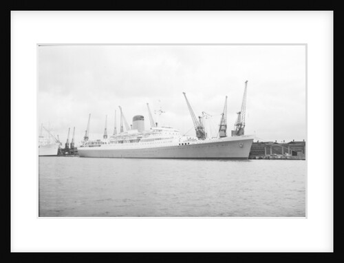 A starboard near beam from just forward of broadside view of 'Pendennis Castle' (1958), at quayside, Southampton by unknown