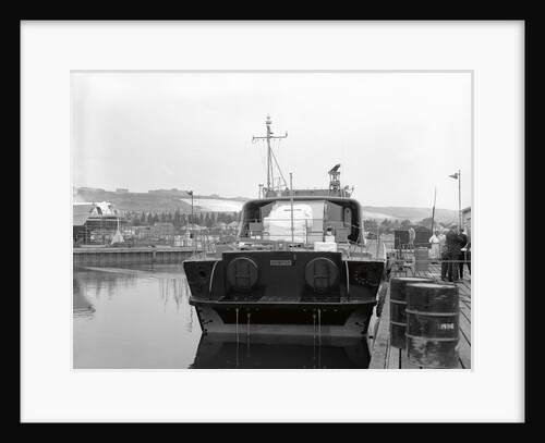 HMS 'Scimitar' (1969), fast training boat, alongside in the fitting out basin at Vosper's Portchester shipyard by unknown