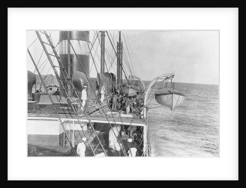 Deck and lifeboat view aboard cargo liner 'Craftsman' (Br, 1897), Charente S S Co Ltd by unknown