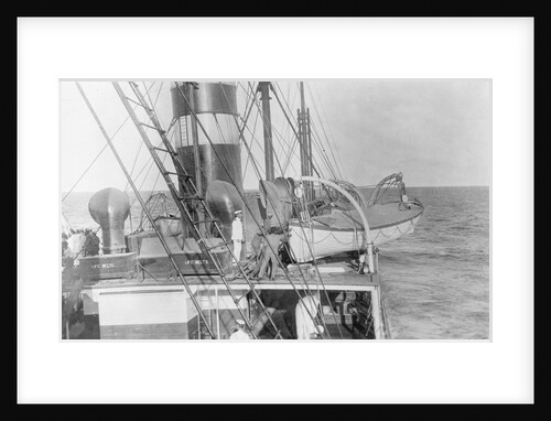 Deck and lifeboat view aboard cargo liner 'Craftsman' (Br, 1897), Charente S S Co Ltd by unknown