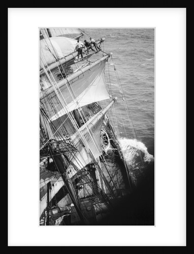 Changing the upper topgallant and royal sail on the main mast by Alan Villiers
