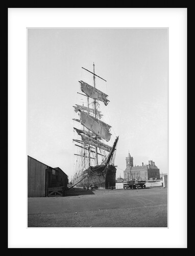 Journey's End: drying sail waiting to be docked by Alan Villiers
