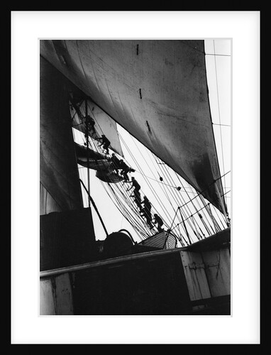 Going aloft, climbing the starboard fore shrouds by Alan Villiers