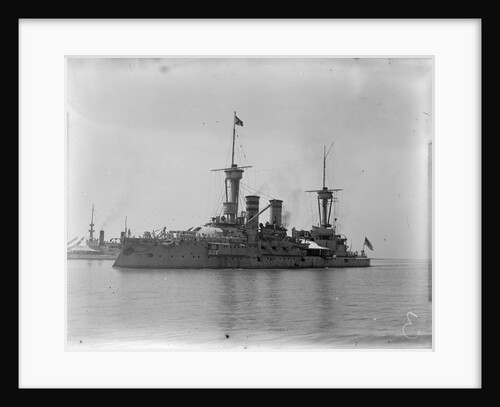 The German battleship 'Weissenburg' (1891) at anchor by Kenneth Hurlstone Jones