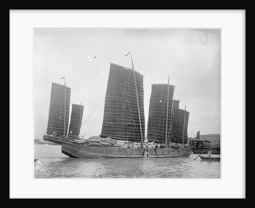 A five-masted Shantung Trader at Shanghai by Kenneth Hurlstone Jones