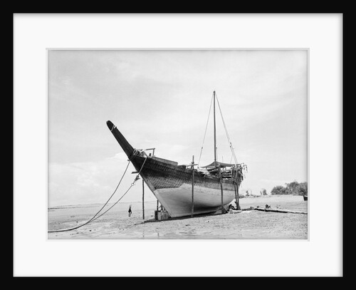 'Triumph of Righteousness' propped for redressing of the hull by Alan Villiers