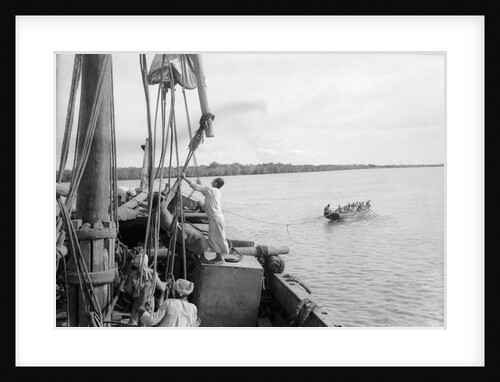 Towing the 'Triumph' down the Rufiji by Alan Villiers