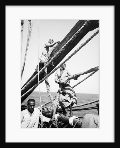 Kuwaiti sailors about their tasks on the 'Triumph of Righteousness' by Alan Villiers