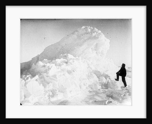 Captain Worsley standing by a large pressure ridge, Weddell Sea, Antarctica by unknown