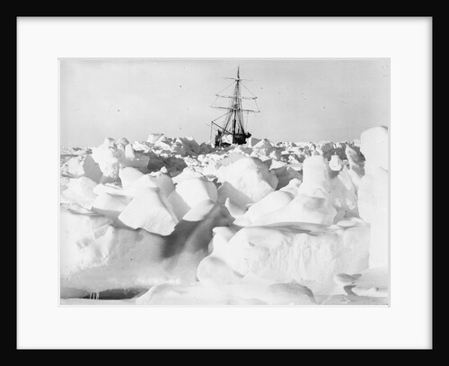 A distant bow view of 'Endurance' (1912) frozen into the ice floe, Weddell Sea, Antarctica by unknown