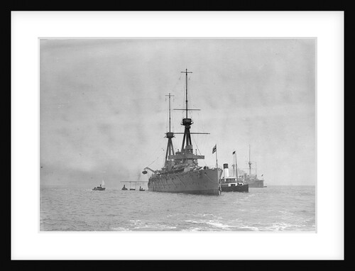Battleship HMS 'Invincible' (1907) at anchor at Spithead by unknown