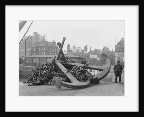 Two anchors and cable from the 'Preussen' (Ge, 1902)  on the quayside at Dover by unknown