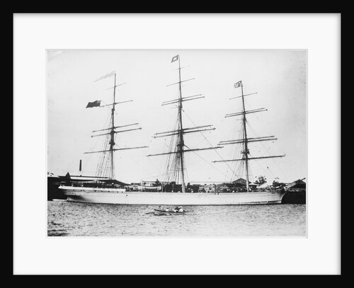 Photograph of 'Astracana' (1874) at quayside, Port Adelaide. Additional painted flags added by unknown