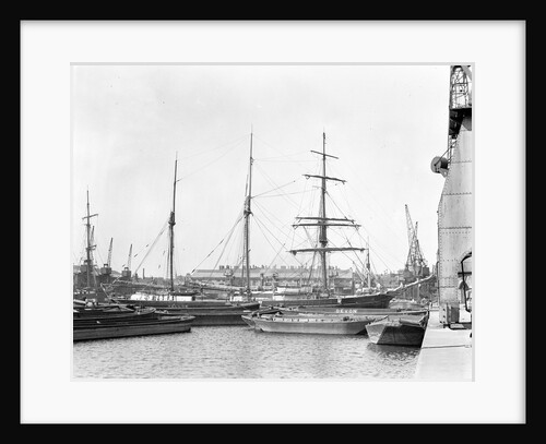 'Frideborg' (Fi, 1866) in Regent's Canal Dock, amongst lighters by unknown