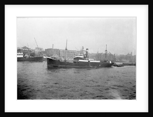 'Dunstanburgh' (Br, 1912) general cargo, short sea, at moorings in the Thames by Unknown