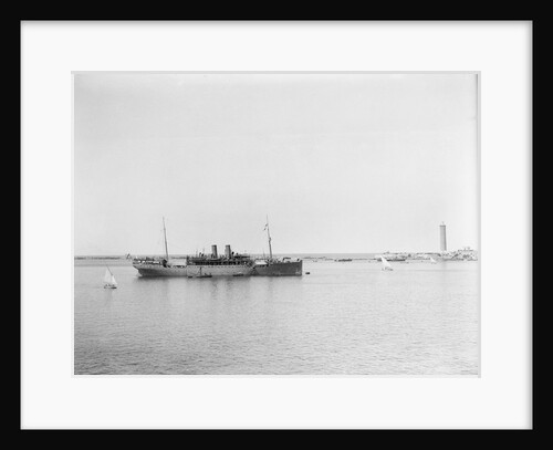 Passenger/cargo liner (British India Steam Nav. Co. Ltd) 'Lunka' (1905) at moorings in Alexandria as an armed boarding steamer, 1915 by unknown