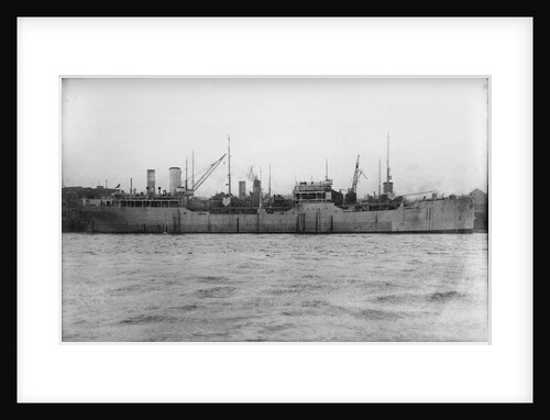 A starboard broadside view of the tanker 'British Prestige' (1931) lying in port, alongside other vessels by unknown