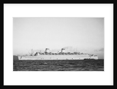The 'Queen Elizabeth' (Br, 1940) at anchor, possibly in the River Clyde by unknown